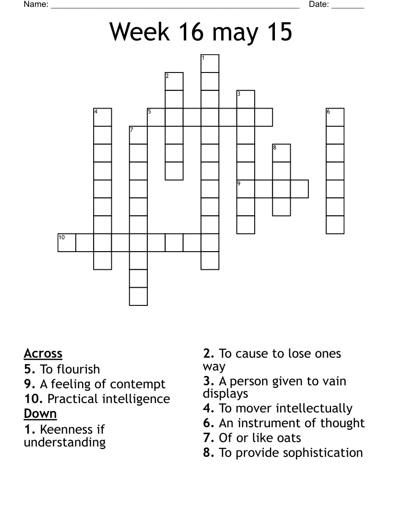 Week 16 may 15 Crossword