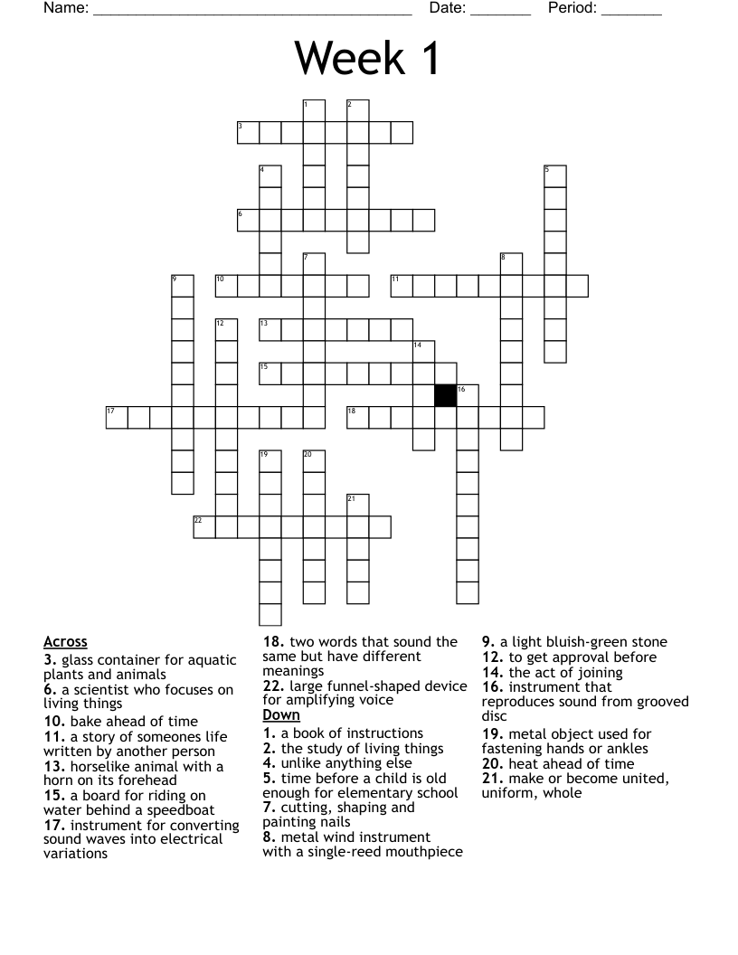 Week 1 Crossword