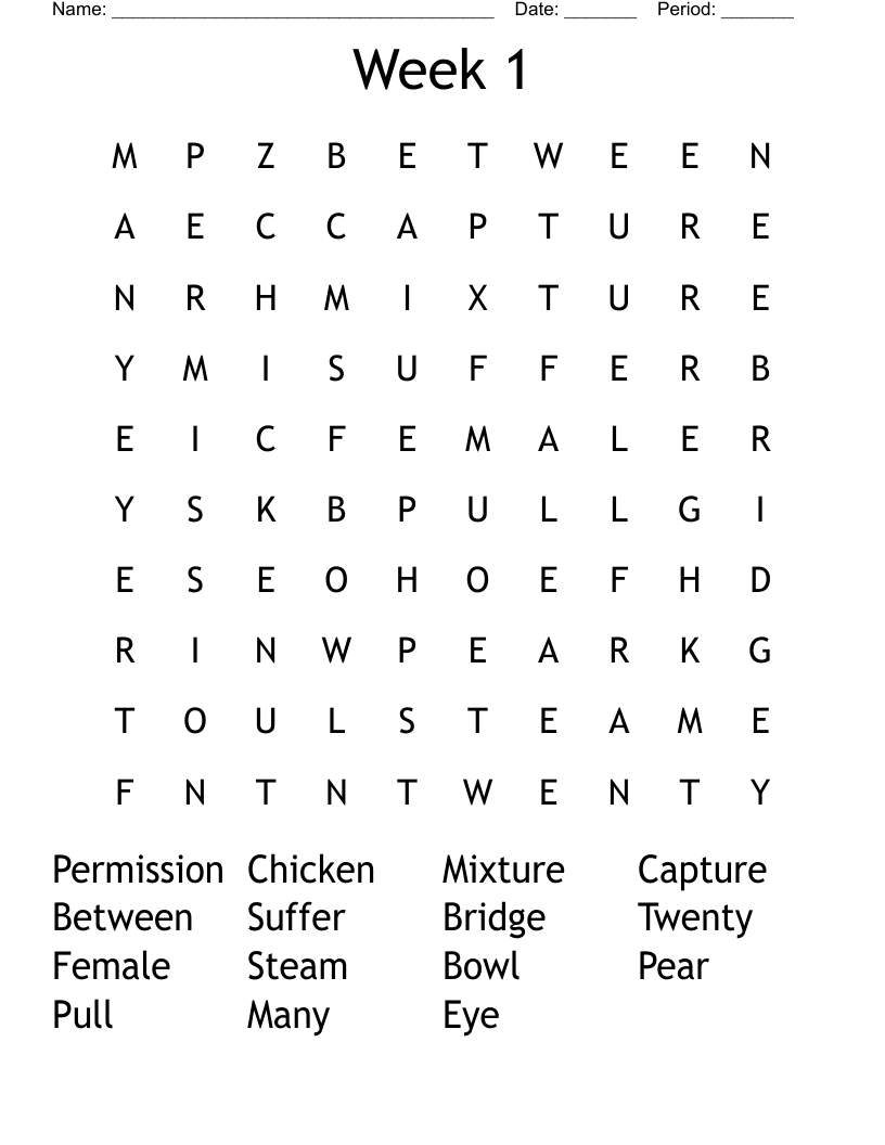 Week 1 Word Search