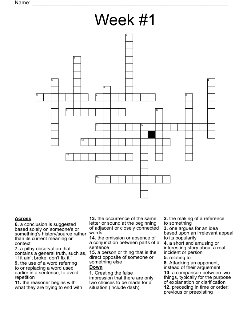 Week #1 Crossword