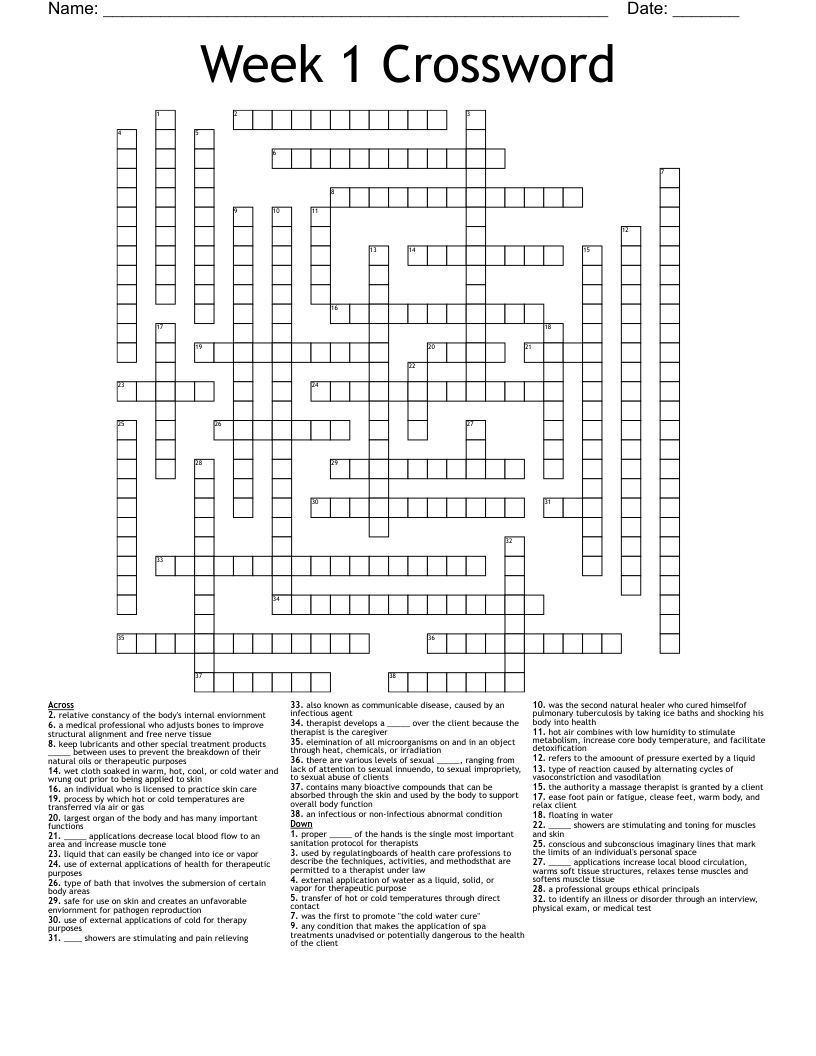 Week 1 Crossword