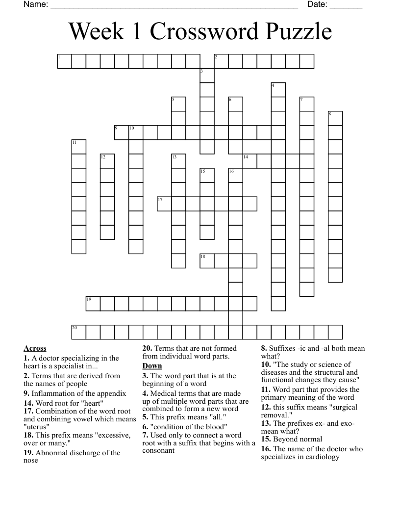 Week 1 Crossword Puzzle