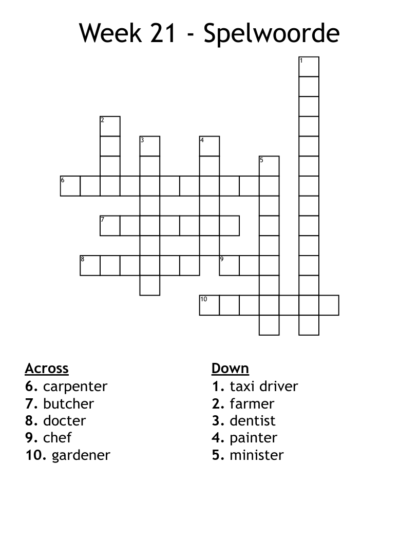 Week 21 - Spelwoorde Crossword