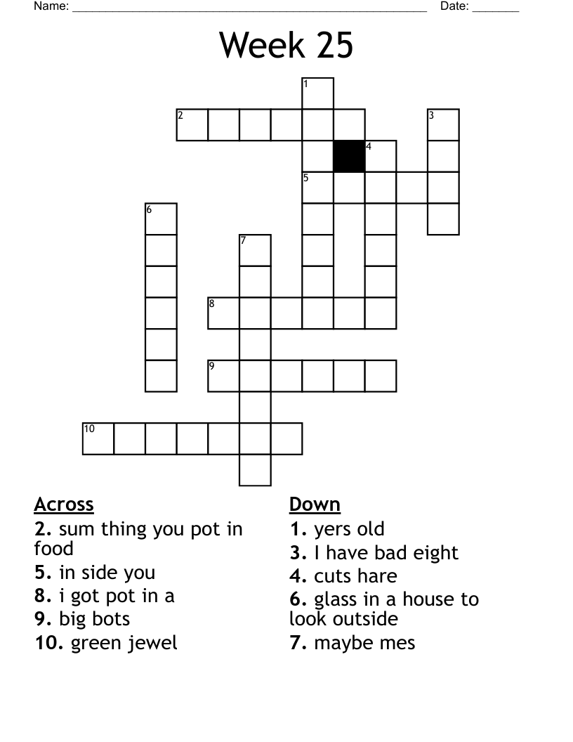 Week 25 Crossword