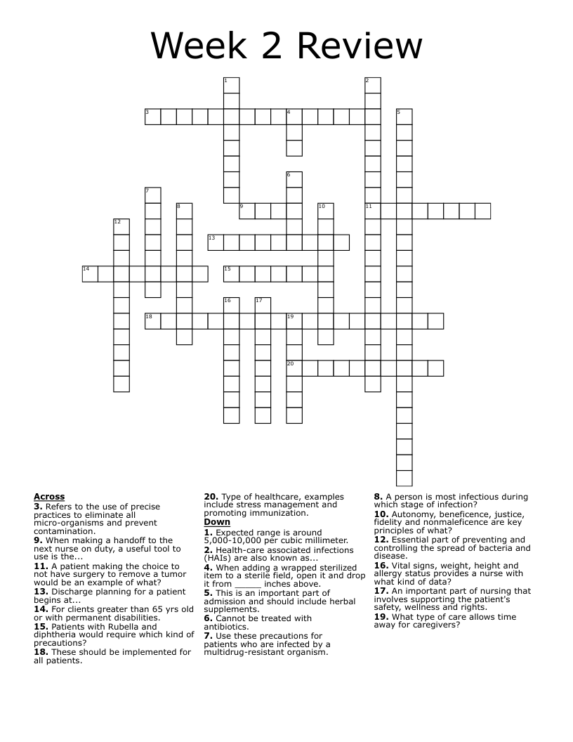 Week 2 Review Crossword
