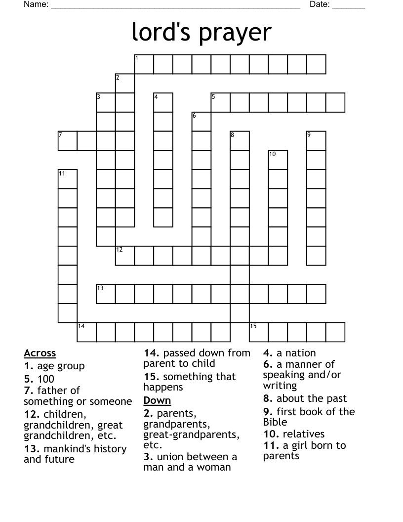 lord's prayer Crossword