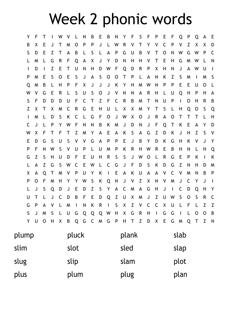 Week 2 phonic words Word Search