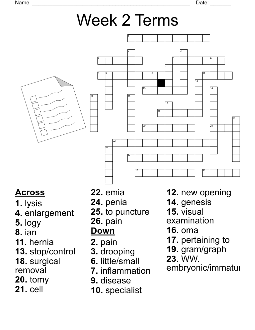 Week 2 Terms Crossword