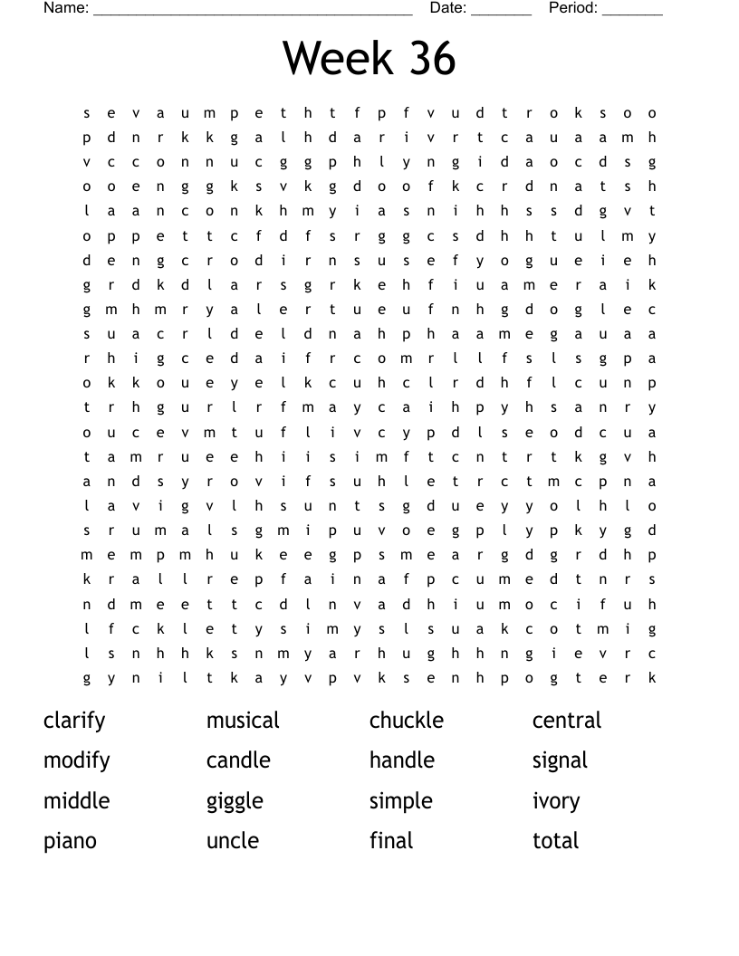 Week 36 Word Search