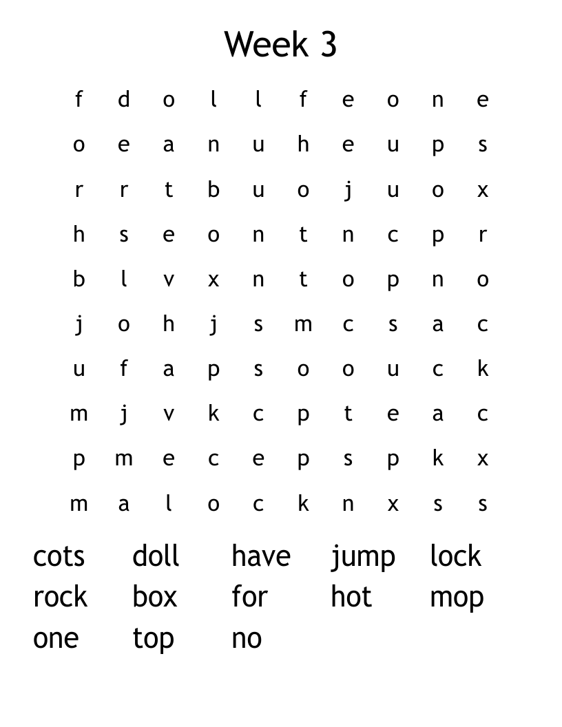 Week 3  Word Search