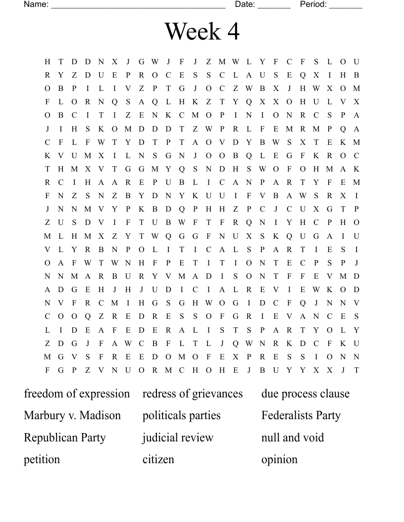 Week 4 Word Search
