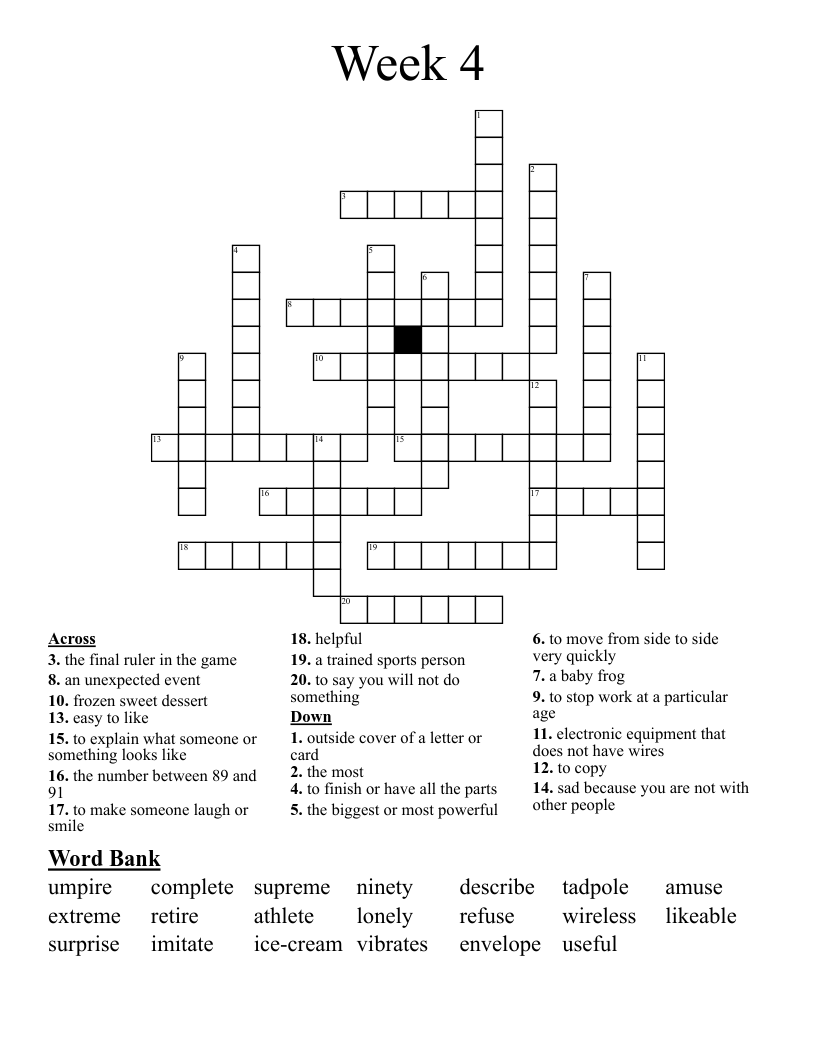 Week 4 Crossword