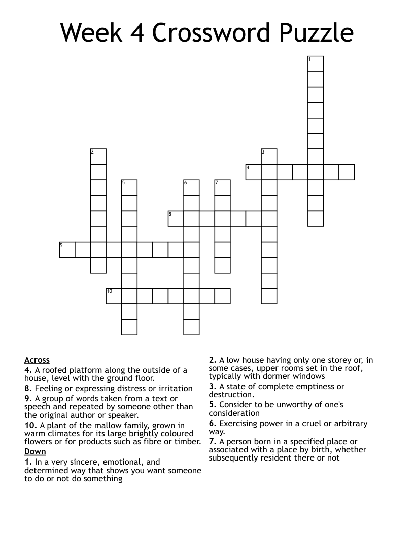 Week 4 Crossword Puzzle