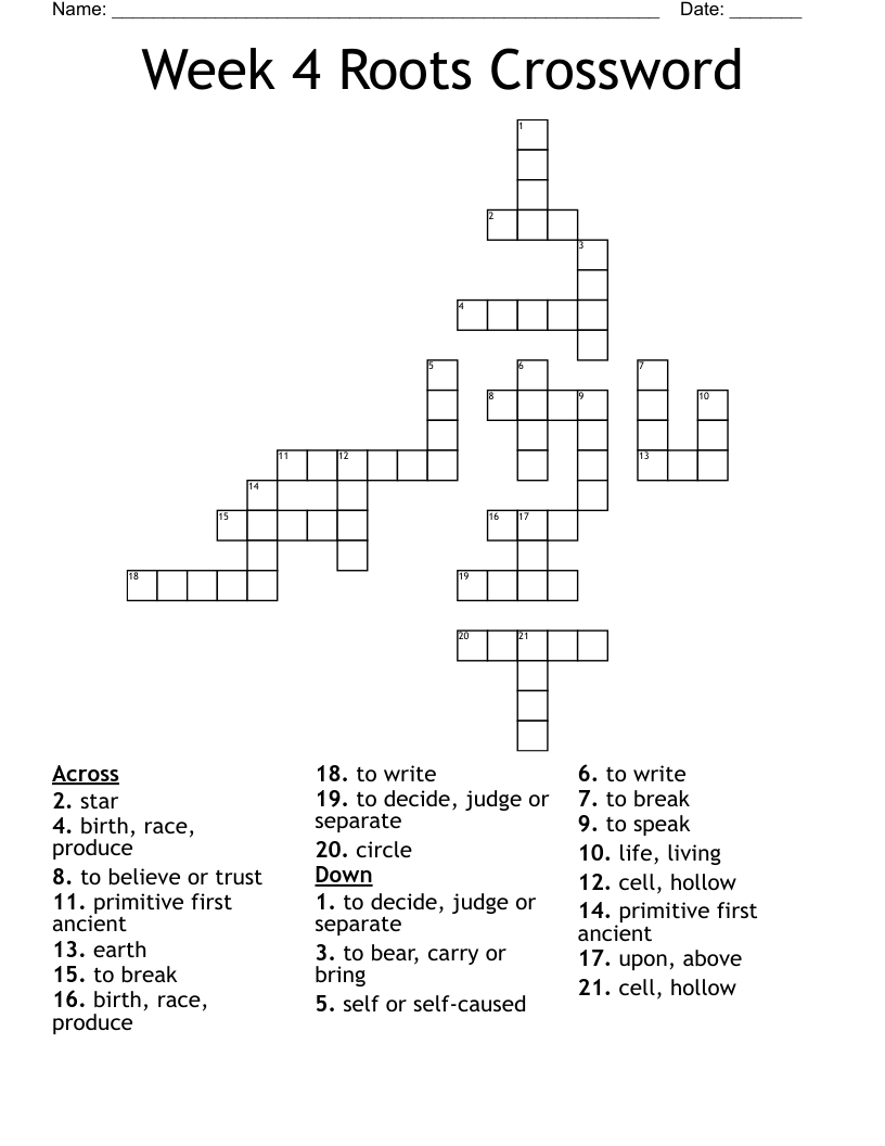 Week 4 Roots Crossword