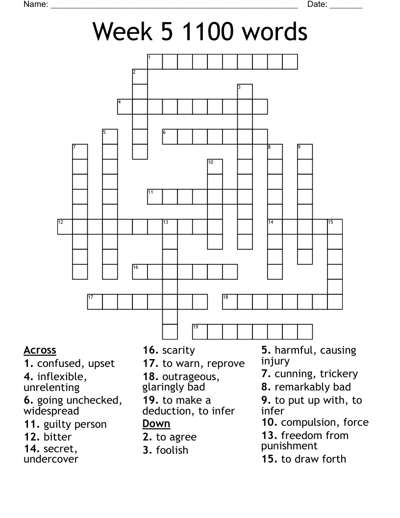 Week 5 1100 words Crossword