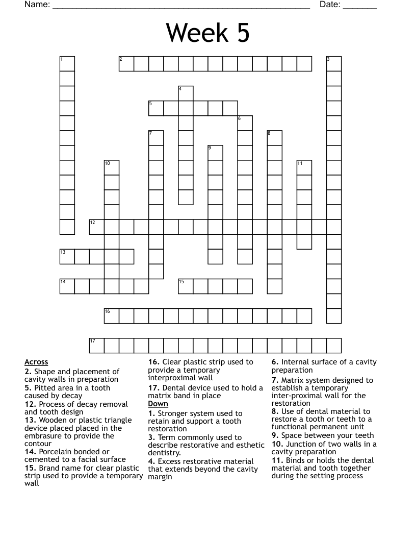 Week 5 Crossword