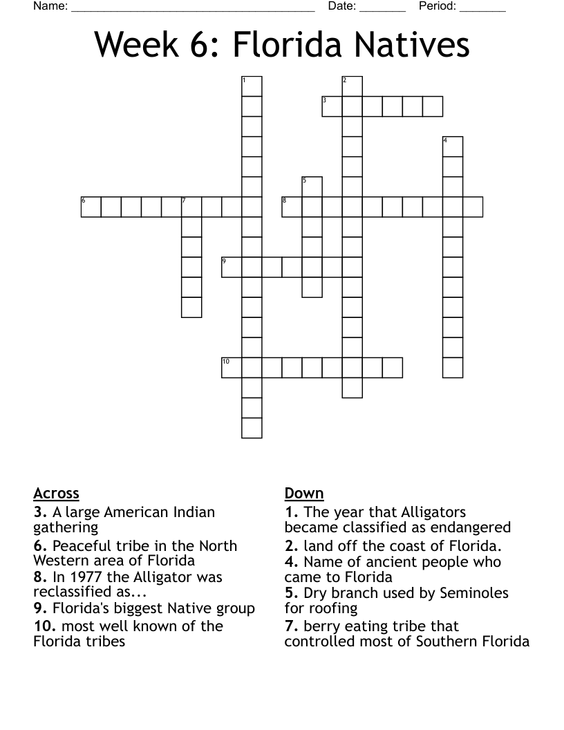 Week 6: Florida Natives Crossword