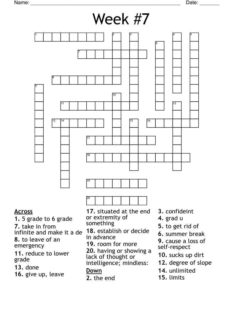Week #7 Crossword