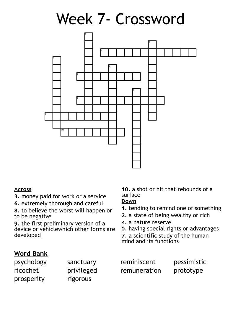 Week 7- Crossword