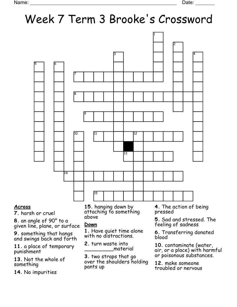 Week 7 Term 3 Brooke's Crossword