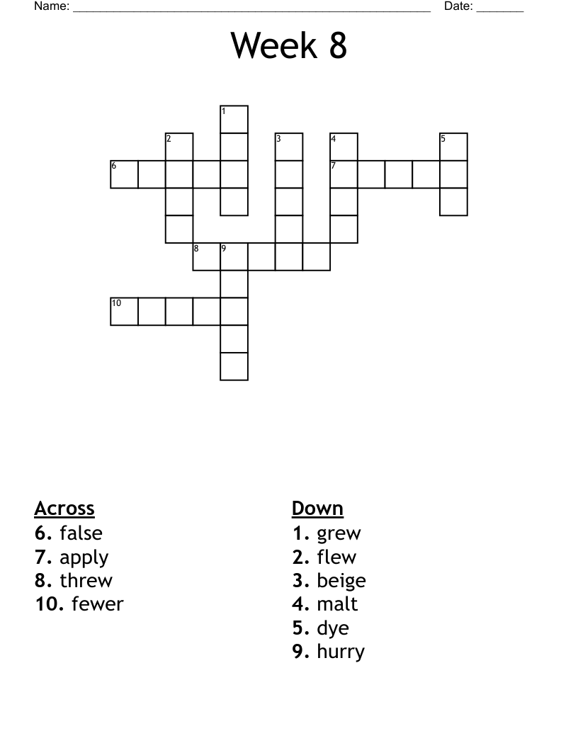 Week 8 Crossword