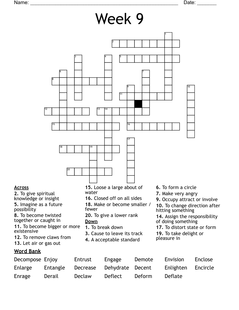 Week 9 Crossword
