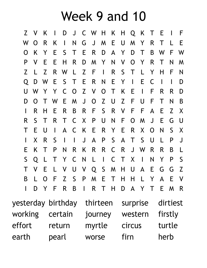 Week 9 and 10 Word Search