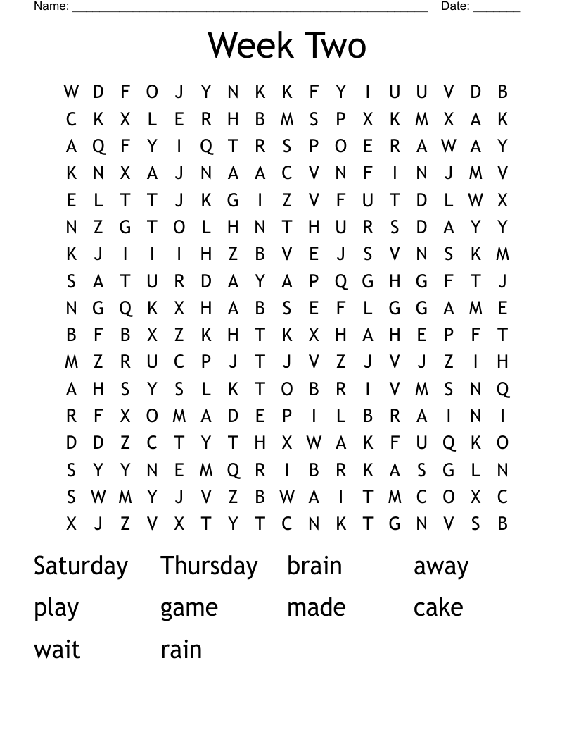 Week Two Word Search