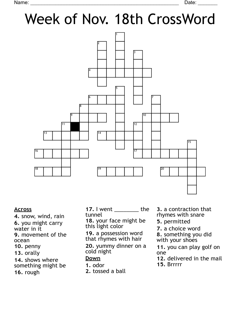 Week of Nov. 18th CrossWord