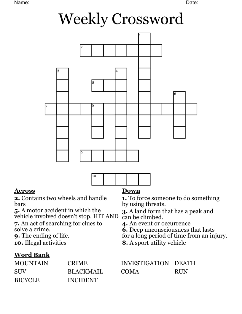 Weekly Crossword 