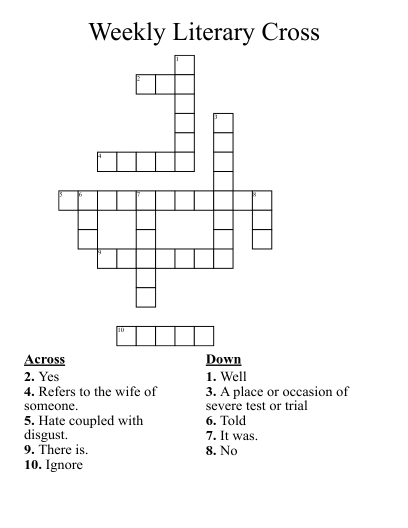 Weekly Literary Cross Crossword
