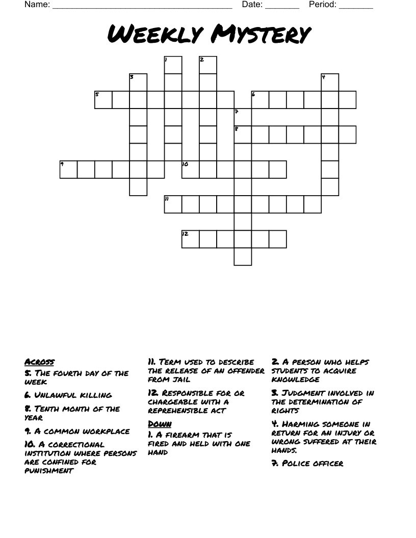 Weekly Mystery Crossword