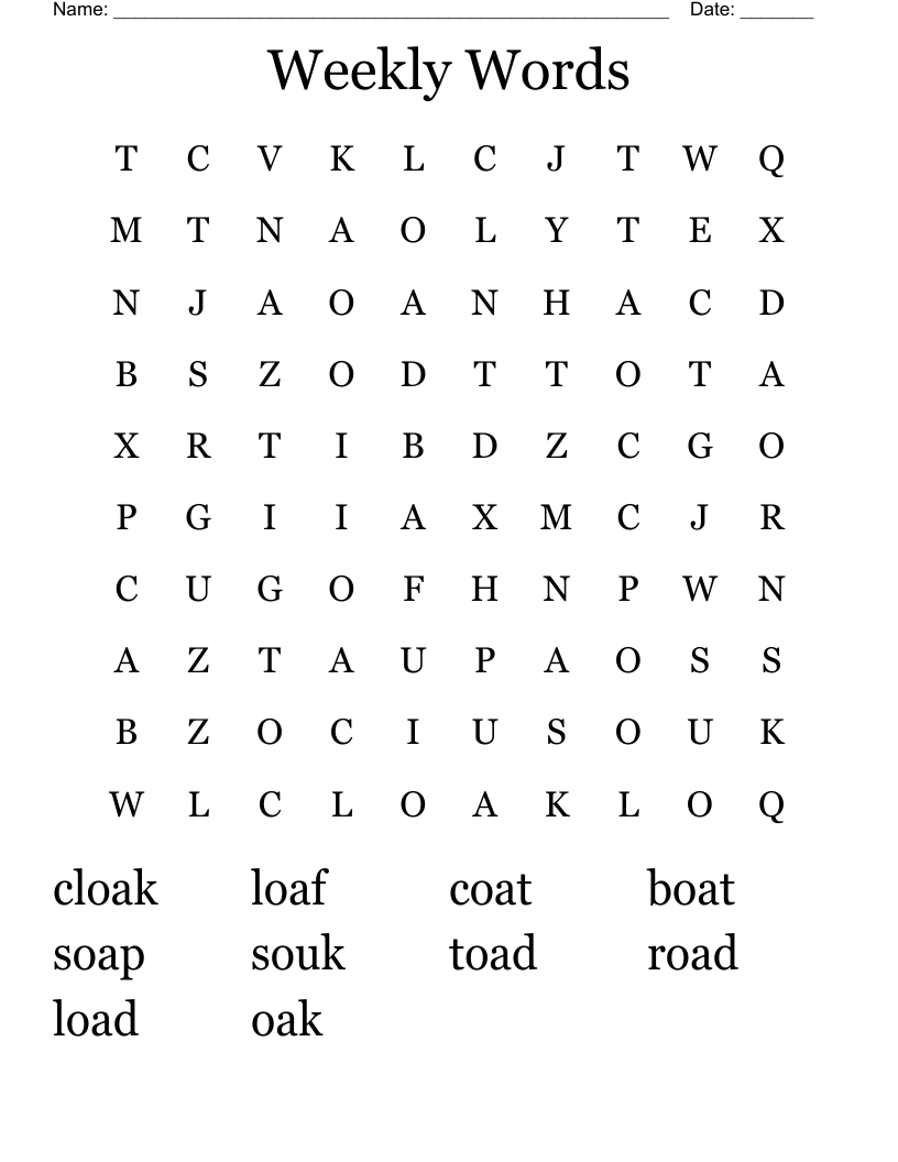 Weekly Words Word Search