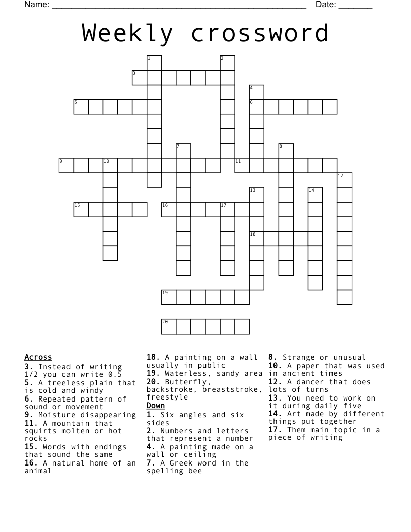 Weekly crossword 