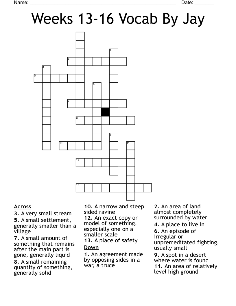Weeks 13-16 Vocab By Jay Crossword