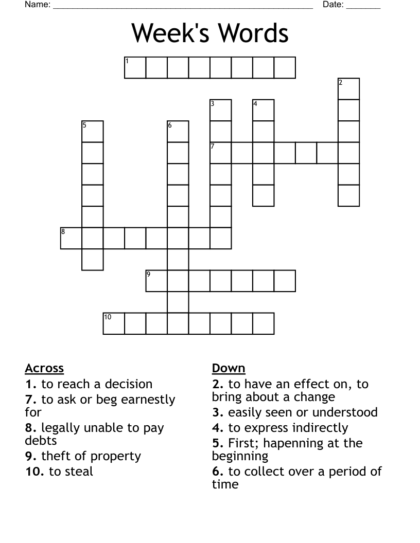Week's Words Crossword