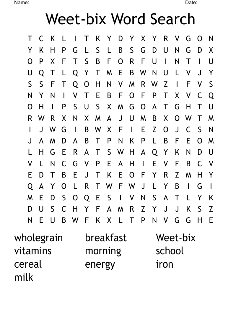 Weet-bix Word Search