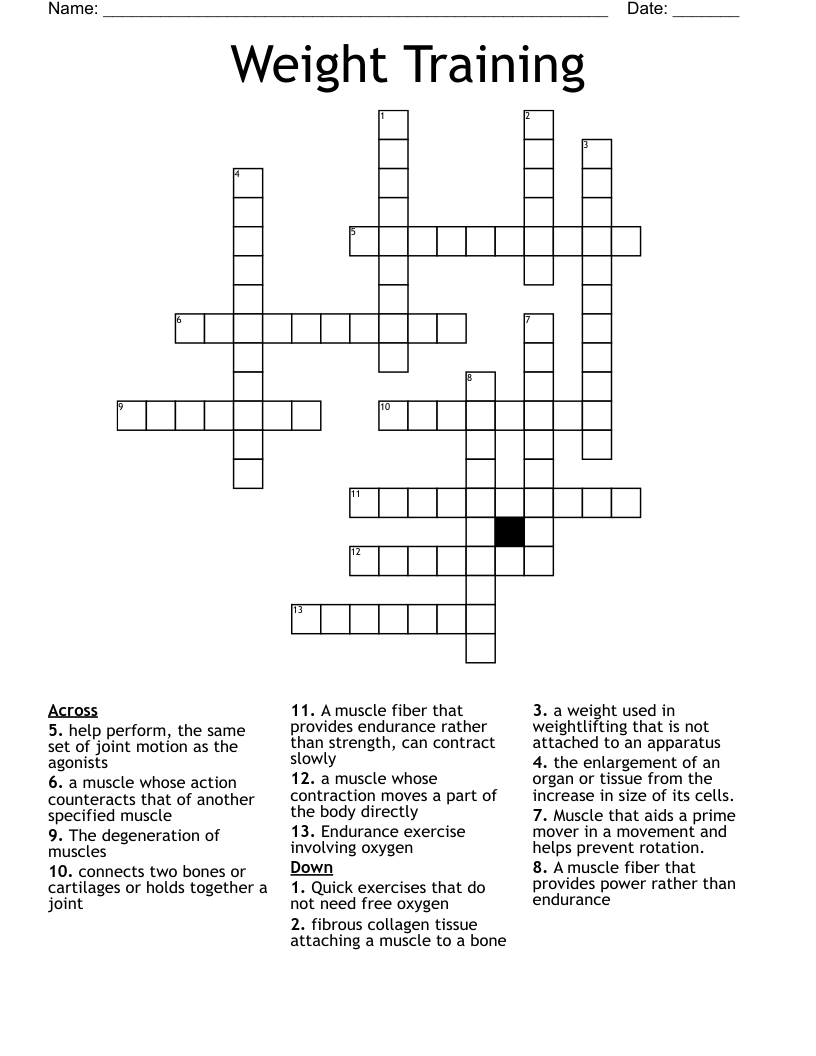 Weight Training Crossword