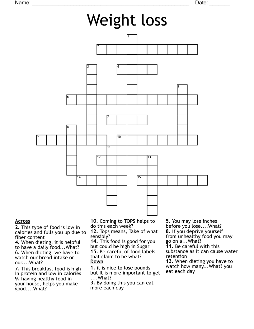 Weight loss Crossword