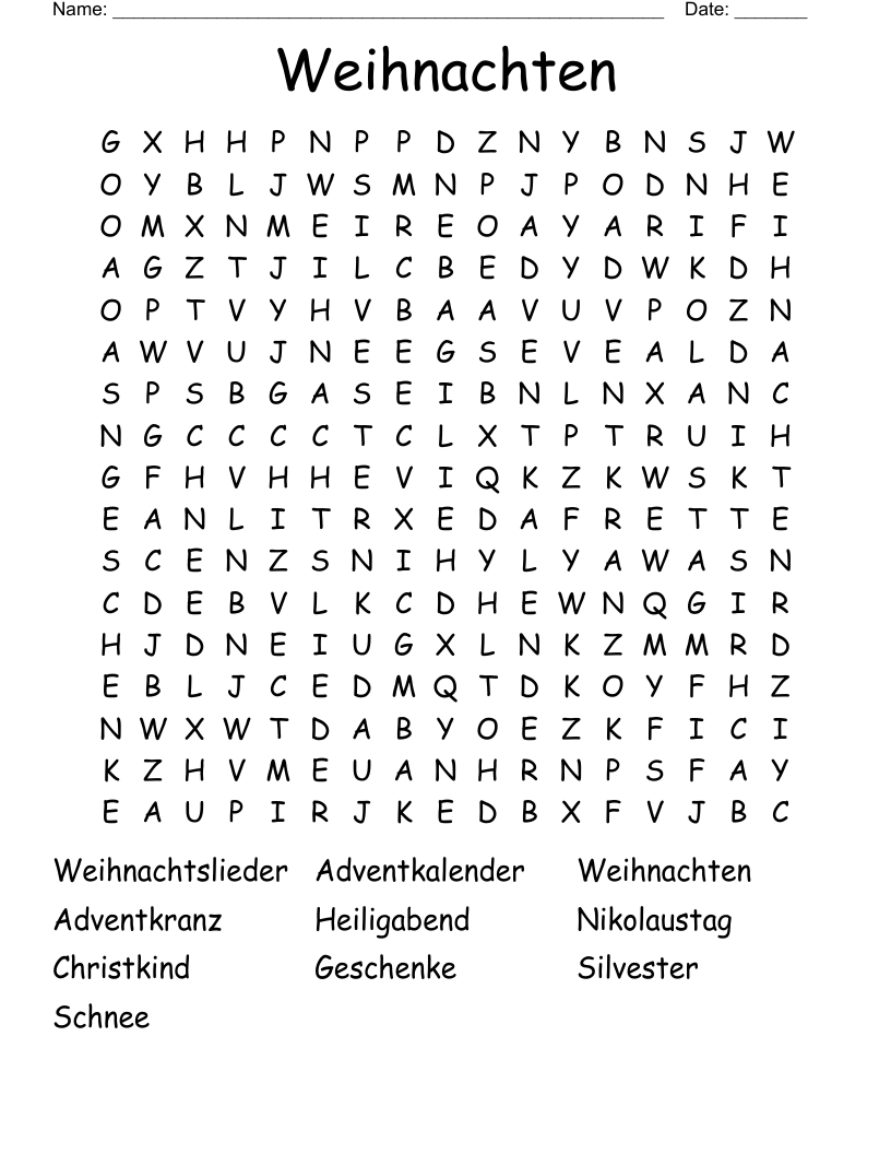 Weihnachten  Word Search