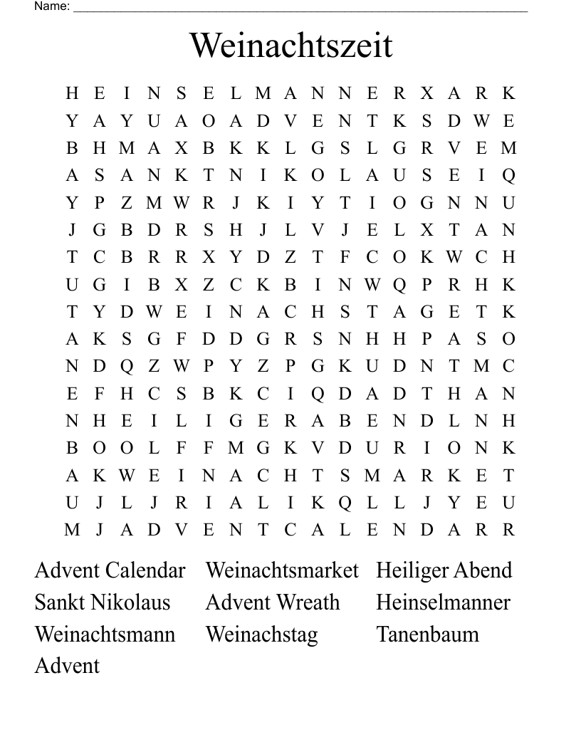 Weinachtszeit  Word Search