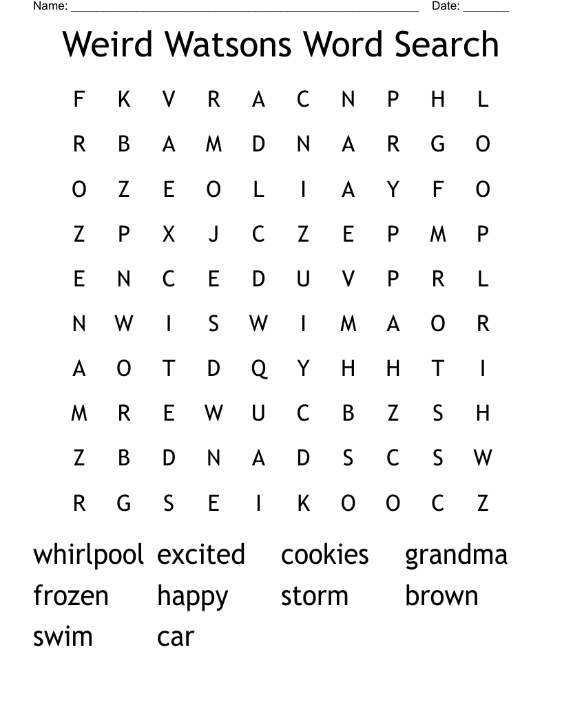 Weird Watsons Word Search