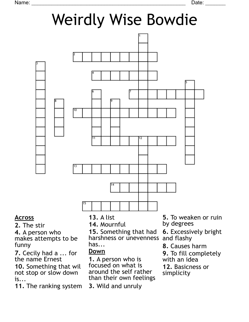 Weirdly Wise Bowdie Crossword