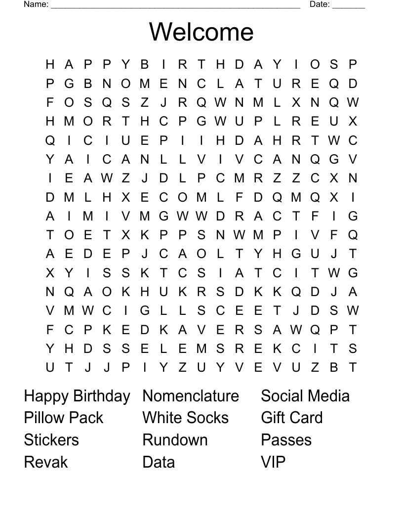 Welcome Word Search