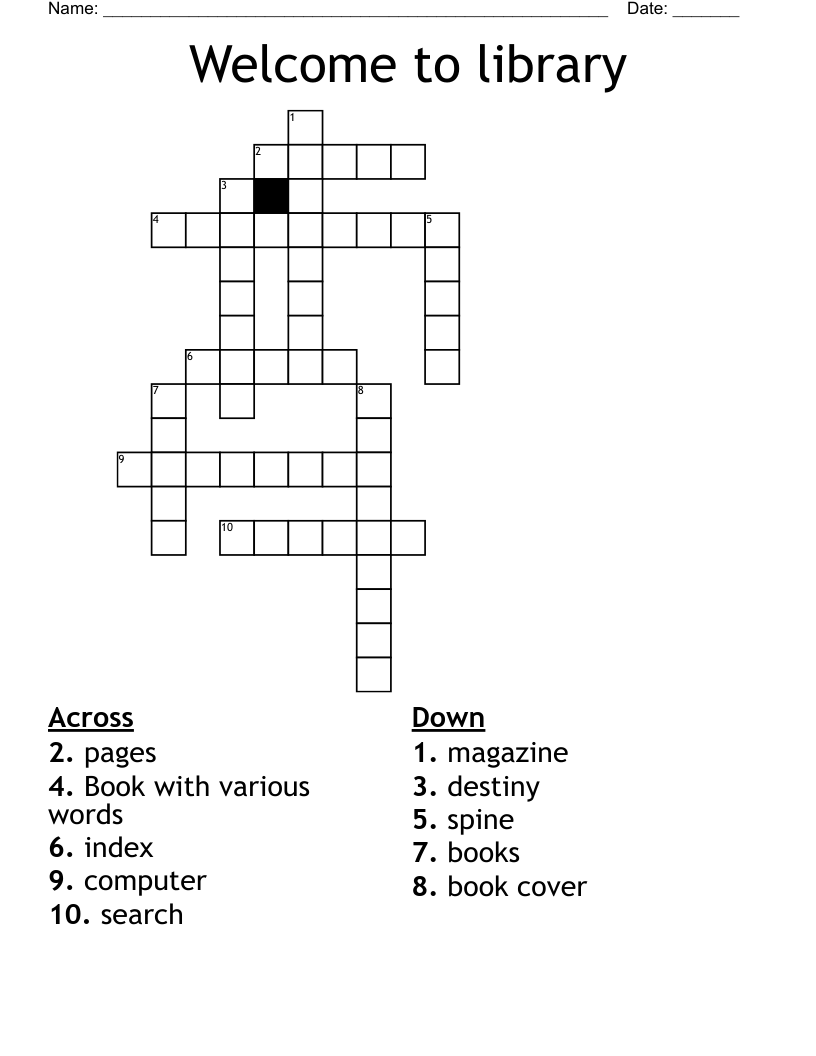 Welcome to library Crossword
