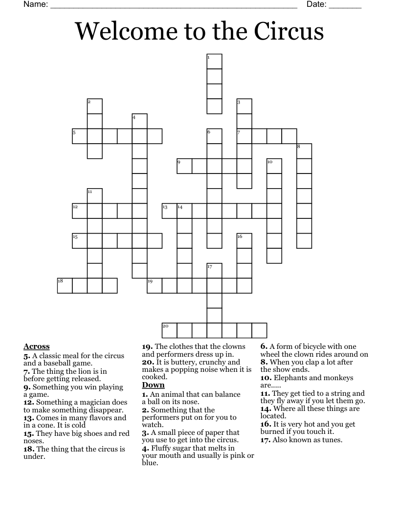 Welcome to the Circus Crossword