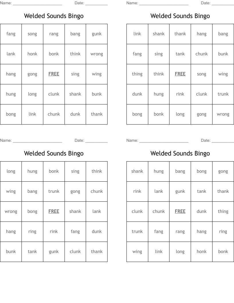Welded Sounds Bingo
