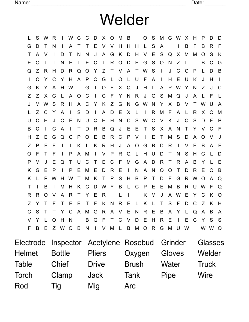 Welder Word Search