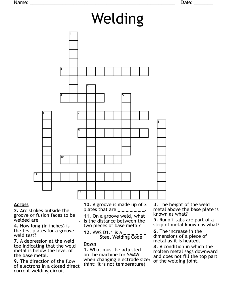 Welding Crossword
