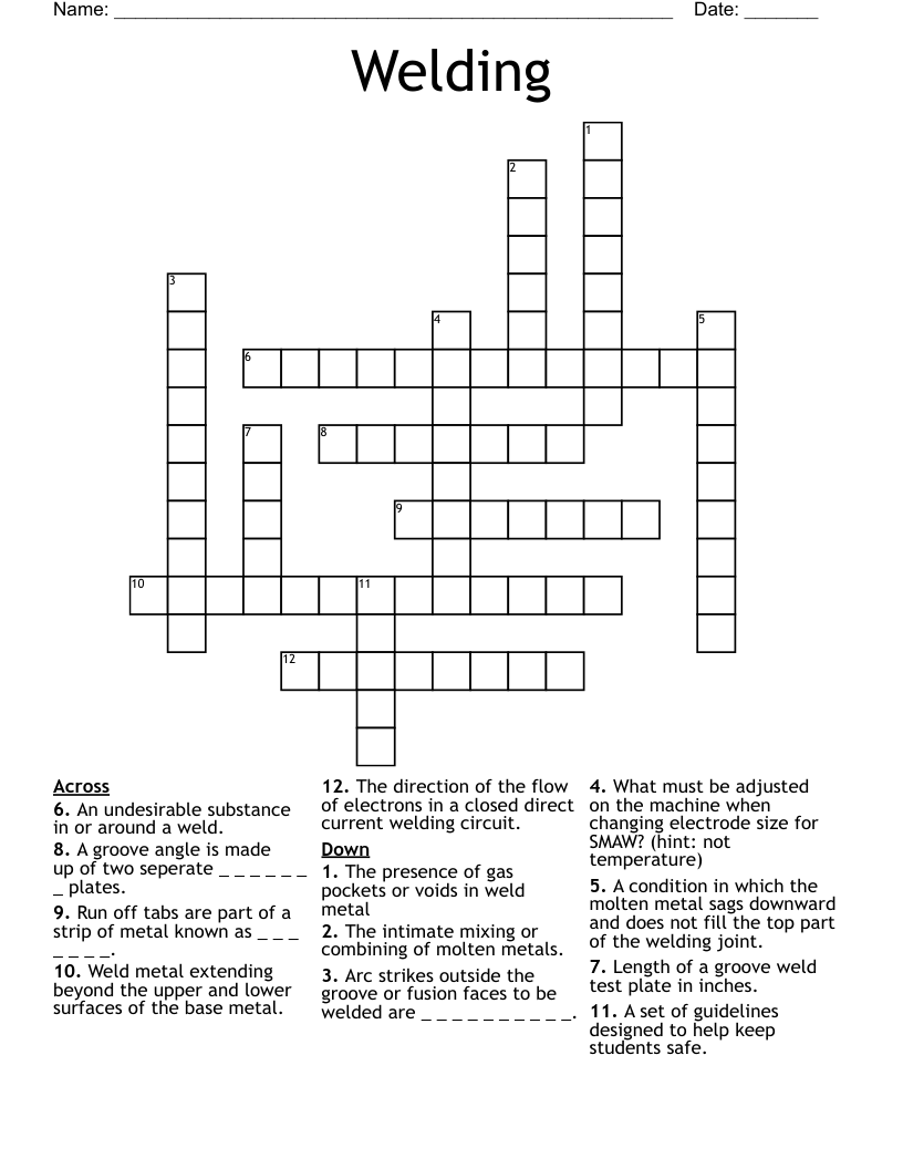 Welding Crossword